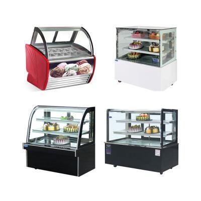 China Ice Cream Showcase Display Single/Double-temperature Ice Cream Counter Display Freezer Showcase For Fridge Case Table Top Cake Showcase Fridge zu verkaufen