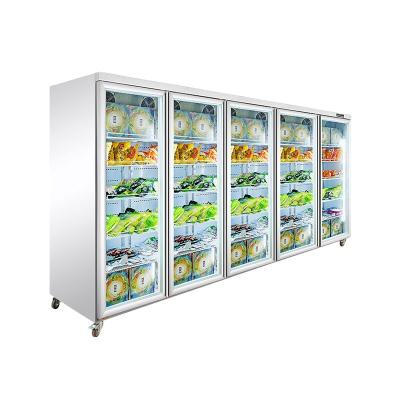 China Single / Double-Temperature Glass Door Freezer Chiller and Step Freezer with Glass Door Freezer for sale