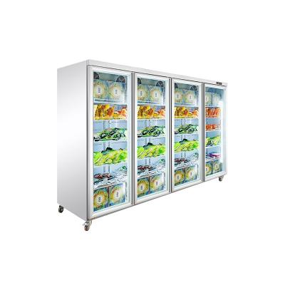 China Single/Double-temperature Deep Freezer Ice Cream Display Glass Popsicle Showcase Glass Supermarket Fridge Cooler Fast Food Ice Cream Fridge Door Freezer Chest for sale