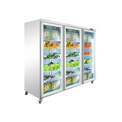 China Hot Sale Commercial Glass Cabinet Display Freezer Vertical Single/Double-temperature Upright No Frost Supermarket Retail Freezer For Factory à venda