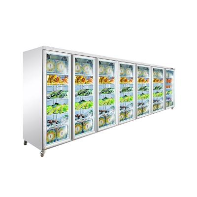 China High Quality Upright Freezer Showcase Refrigerated Cabinet Single / Double-Temperature Glass Upright Multi-Door No Frost Supermarket Retail Freezer Te koop