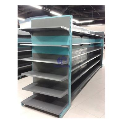 China Single-sided/double-sided grocery shelving metal supermarket shelves gondola shelving metal supermarket shelving supermarket racks shelves for sale