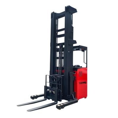 China Building Material Shops LTMG deep double dual scissor triplex mast reach pallet forklift stacker 1ton 1.5ton 2ton seated type electric reach stacker for sale