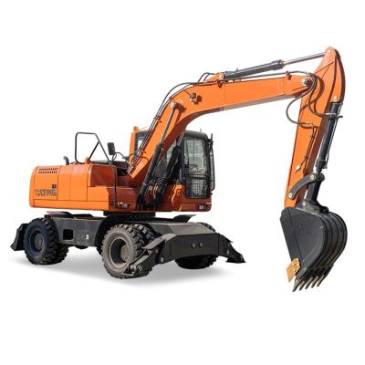 China Manufacturing Plant 10 ton 13 ton  wheel excavator with enclosed cab air conditioner for sale