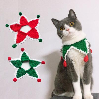 China Adjustable Christmas Pet Stocked Collar Knitted Cotton Hand & Woven Striped for Cat Dog Gift for sale