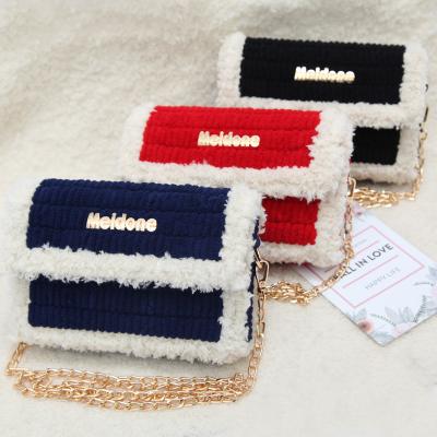 China Anti-pilling Cute Knitted DIY Bag Designer Christmas Plush Girl Backpack Girl Gift Chain Messenger Cute Mini Bag for sale