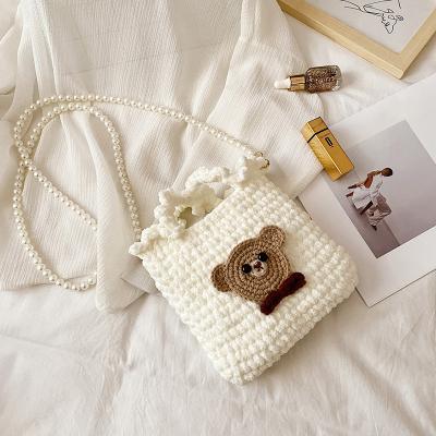 China Bag that made it all alone handmade diy cute bear handwoven bag wool crochet material acrylic handwoven for sale