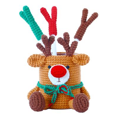 China Anti-pilling Woven Package Holder Pen Hut Cartoon Stationery Sundries Storage Box Desktop Decoration DIY Handwoven Woolen Material for sale