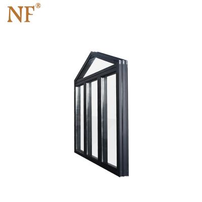 China Folding Screen Triangle Window With Double Casement Glass Fixed Glass Opening for sale