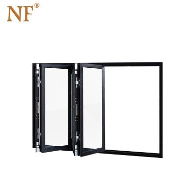 China Magnetic Energy Efficient Glass Accordion Folding Screen Bifold Window for sale