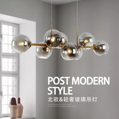 China Modern Multi Light Gray Amber Gray White Amber Bubble Chandelier Residential Branching Glass Ball Pendant Lamp for sale