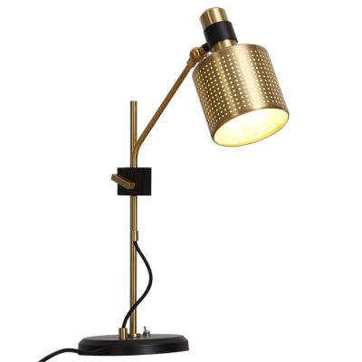 China Modern living room 220v iron circle brass adjustable black base shade direction minimalist gold table lamp for sale