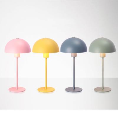 China Macaron fashion colorful modern iron mini mushroom children desk electric unique table lamps hotel for sale