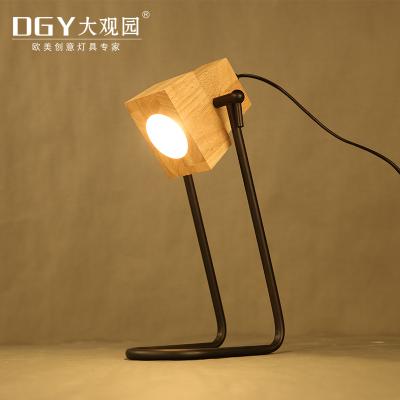 China Novelty Mini Bedside Modern Decorative Portable Iron Base Wood Table Lights For Home Office Hotel for sale