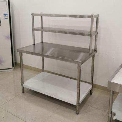 China Stainless Steel Workstation Stainless Steel Kitchen Working Platform Plus One Rack for sale