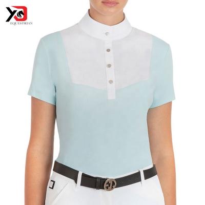 China Wholesale Show Riding Stretch Durable Women Good Rider Shirt Button Up Short Sleeve Shirt for sale