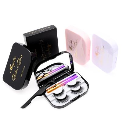 China 2022 New 1 Set Natural Soft Magnetic False Eyelashes Waterproof Pink Magnetic Eyeliner Private Label Liner and Lick Set Two Magnet for sale