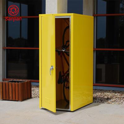 China Direct Selling Modern Yellow Outdoor Furniture Factory Style Waterproof Bike Locker Metal Bicycle Storage Cabinet for sale