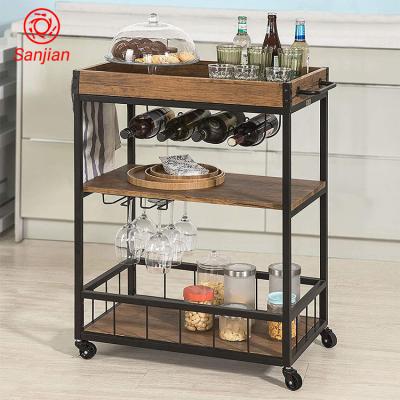 China Amazon Kitchen Use Metal MDF Hardwares Board Hardwares Storage Food Hot Selling Durable Hot Selling Mobile Kitchen Wine Cart Home Cart for sale