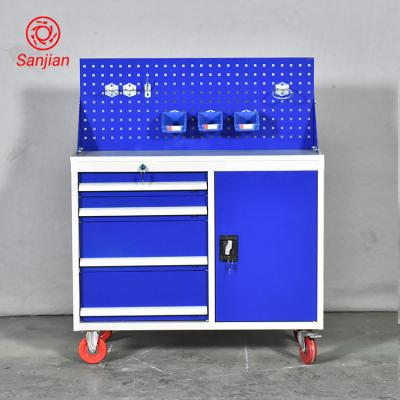 China Garage Shop Tools Sanjian Movable Heavy Duty Tools Cabinet Mechanic Tool Box Set In Trolley Tool Cabinet With 4 Drawers for sale