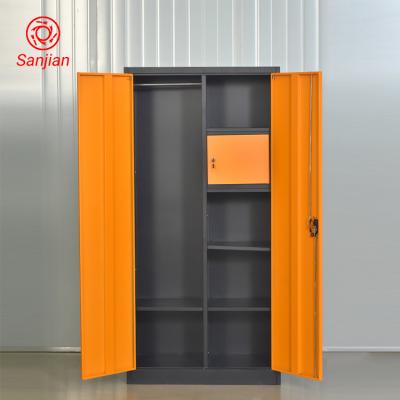 China China Luoyang Style Modern Storage Locker 2 Swing Doors Metal Steel Wardrobe Clothes Wardrobe With Interior Safe for sale