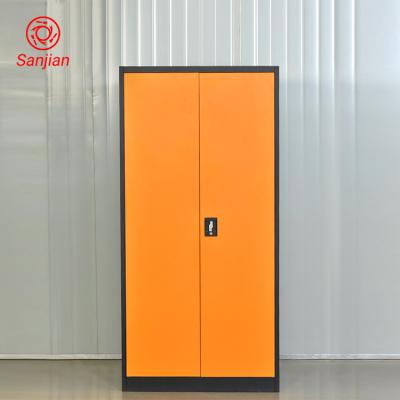 China Home Sanjian Customized Orange Steel Swing Door Metal Locker Clothes Storage Cabinet Wardrobe for sale