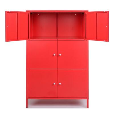 China New Living Room Office 3 Section 6 Door Metal Cabinet Modern Colorful Steel Stand Beauty Factory Useful Metal Cabinet for sale