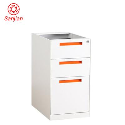 China Sanjian commercial desk small under the home white mechanical storage file office desk pedestal steel 3 drawer filing cabinet for sale