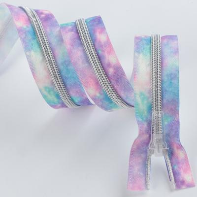 China Other Wholesale Rainbow Starry Long Chain Decorative Teeth Color Sky Plastic Nylon Zipper Pull For Bags for sale