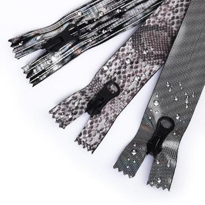 China New Design Waterproof PU Nylon Waterproof Zipper Printed Pattern End-End Water Repellent Zipper for sale