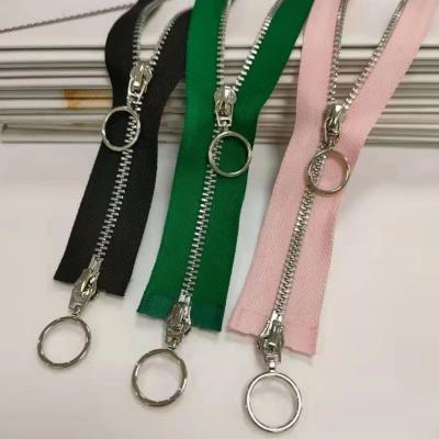 China Other high quality silver teeth customized zipper with double sliders metal zipper for clothes sweater metal fashion zipper for sale