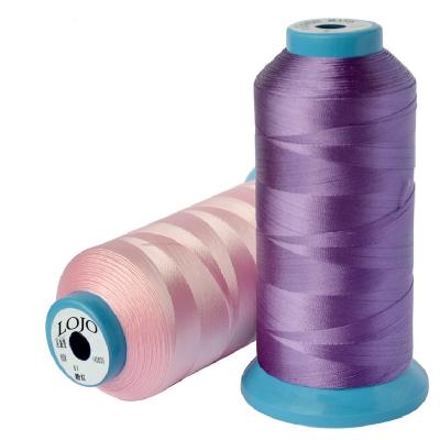 China Excellent high tenacity quality lojo dye thread 150d/3 150 denier polyester filament yarn for sewing thread for sale