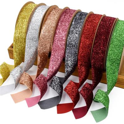 China Latest Viable Non-elastic Multi Color 25Yard Rose Gold Silver Blue Colors Sequin Ribbon Velvet Sequin Ribbon With Sequin for sale