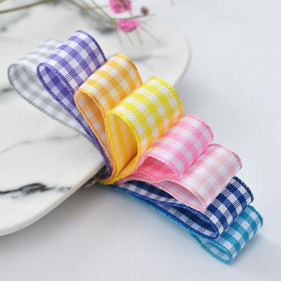 China Width Sustainable Fashion Colorful Stock 5-38mm Ribbon Tartan Gingham Plaid Ribbon for sale