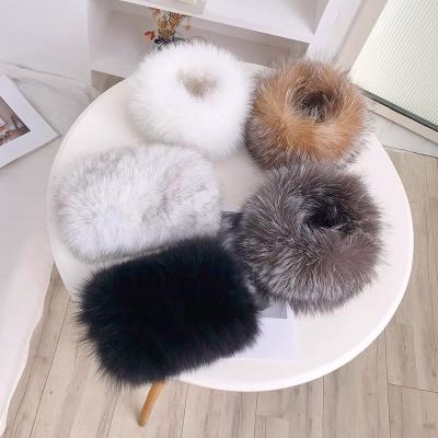 China Wholesale Real Fox Women's Genuine Fox Fur Scarf Neck Warmer Lady Genuine Knitted Fox Elastic Fur Headband Real Fur for sale