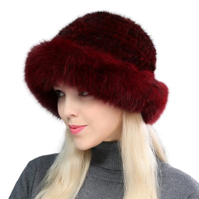 China COMMON fox fur hats for women real knit mink fur hat with fox fur trim made in factory from trusted supplier for sale