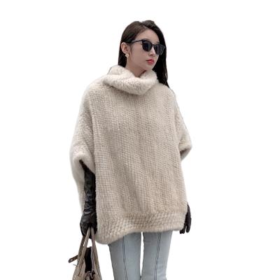 China Luxury knitted real mink fur poncho Bohemian shawl fur ponchos women knitted real mink fur poncho shawl ladies mink fur bohemian cape for sale