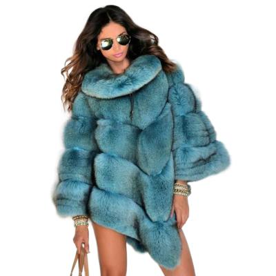 China Finland Fox Fur Plus Size Fox Fur Poncho Canada Ladies Plus Size Fox Fur Cape Luxury American Women Oversize Coat for sale