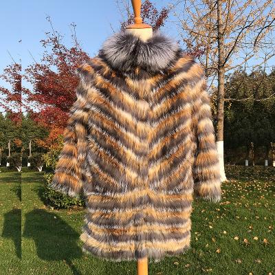 China Anti-wrinkle ladies winter coats luxury real fox fur jacket women's long fox fur trench coat for sale