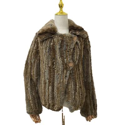 China Anti-wrinkle factory direct sale rex rabbit fur knit jacket fashion rex rabbit fur coat women for sale