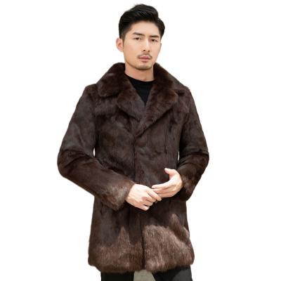 China Anti-wrinkle 80 cm Larger Fur Coat Size Fur Jackets Men Winter Real Rabbit Oversized Long Fur Coat For Man for sale