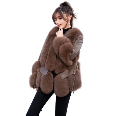 China Real Fox Fur Coat Breathable Luxury Women Real Fox Fur Coats With Real Sheep Winter Fox Fur Leather Jackets for sale