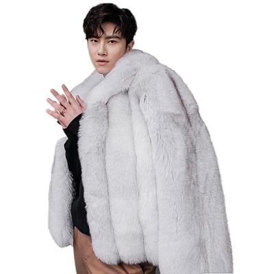 China Anti-wrinkle winter men's clothing fashion fox fur coat with sit down collar oversized fox fur jacket for men for sale