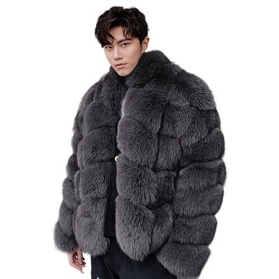 China 2021 Winter fashion men wear Anti-wrinkle real fur coat fox fur plus size jacket saga luxury fox fur coats for sale