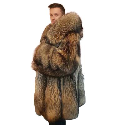 China Winter Waterproof Real Fur Coats Fashion Luxury Fur Coat For Men Real Raccoon Fur Coat Warmer Long For Man for sale