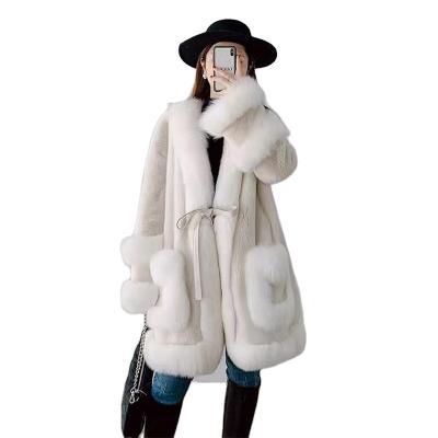 China Anti-wrinkle girls luxury white mink fur coats with interesting white fox fur quality women mink fur jacket for sale