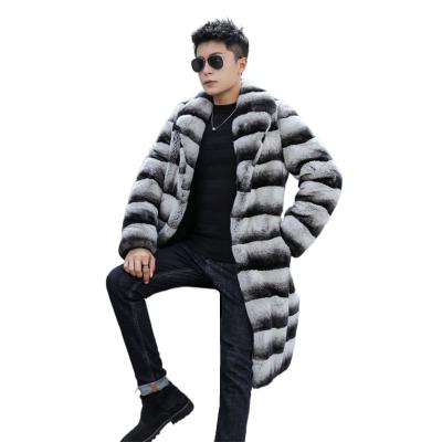 China Wholesale Anti-Wrinkle Mens Real Fur Coats Rex Rabbit Fur Long Trench Coat With Turn-Down Collar For Gentleman Real Fur Suit Oversized Jackets for sale