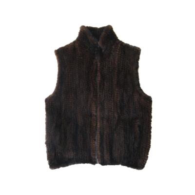 China Viable Women Luxury Mink Fur Vest Hand Knitted Real Woven Oversized Fur Vest Ladies Mink Fur Vest for sale