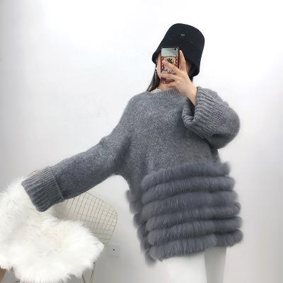 China Breathable Wool Coat Winter Use Real Fox Fur Sweater Stylish Jackets For Women 2021 Plus Size Fox Fur Sweater Coat for sale