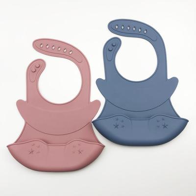 China BPA Free Soft Waterproof Silicone Baby Bib With Food Catcher, Baby Silicone Bib for sale